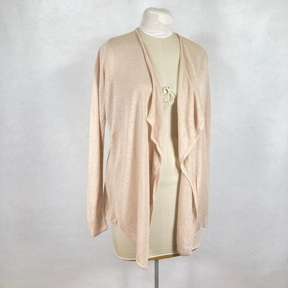 Tahari 100% Linen Long Sleeve Open Front Cardigan Oatmeal Size Med - Picture 1 of 6